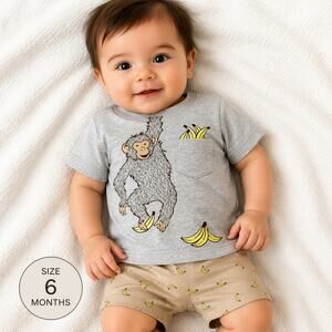 Carters Monkey Banana Tee Shorts Set 6M Baby Boy NWT Summer Outfit